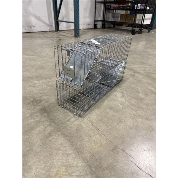 2 SMALL LIVE ANIMAL TRAPS, 24 INCH X 7 X 7