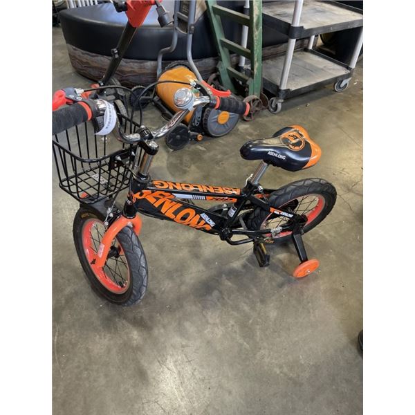 BLACK AND ORANGE KIDS BIKE