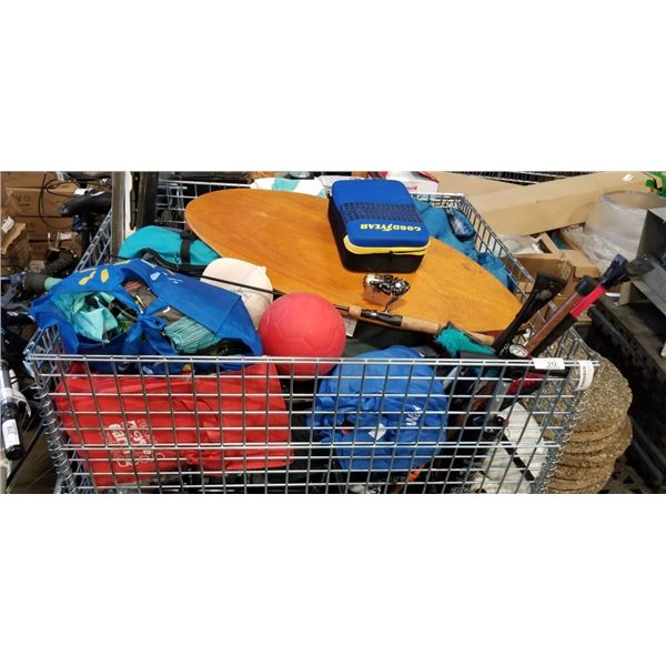 PALLET OF ASSORTED GOODS, CONTENTS OF REPOSESSSED VEHICLES, BIN NOT INCLUDED