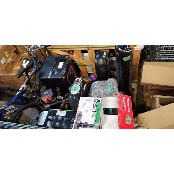 PALLET OF ASSORTED GOODS, CONTENTS OF REPOSESSSED VEHICLES, CRATE INCLUDED
