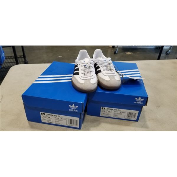2 NEW PAIRS OF ADIDAS SAMBA OG EL I, SIZE YOUTH 7.5