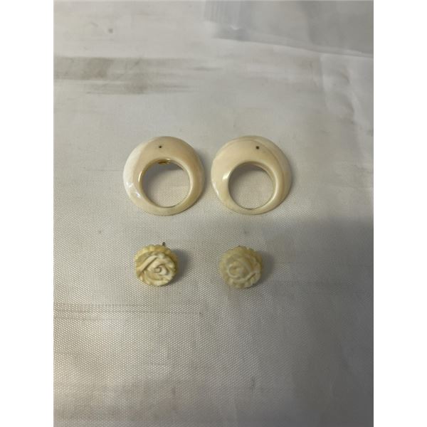 2 PAIRS OF IVORY EARRINGS