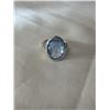 Image 1 : 925 STERLING SILVER W/ FACETED BLUE STONE POSSIBLE AQUAMARINE RING GOOD CONDITION