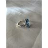 Image 2 : 925 STERLING SILVER W/ FACETED BLUE STONE POSSIBLE AQUAMARINE RING GOOD CONDITION