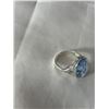 Image 3 : 925 STERLING SILVER W/ FACETED BLUE STONE POSSIBLE AQUAMARINE RING GOOD CONDITION