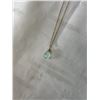 Image 2 : VINTAGE GOLD CHAIN W/ HAND CRAFTED TRANSLUCENT PALE GREEN STONE PENDANT NECKLACE MARKED 1/20 GF 14K
