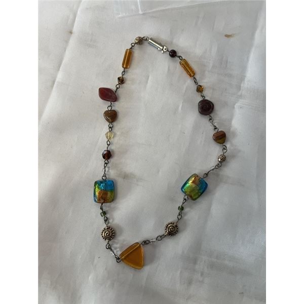 VINTAGE VENETIAN GLASS AND OTHERS CHOKER NECKLACE 16" LENGTH