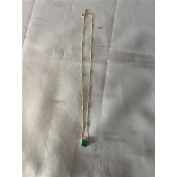 GOLD GUILDED OVER STERLING SILVER W/ GREEN STONE NECKLACE MARKED 925