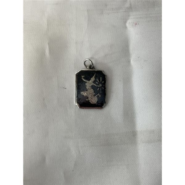 VINTAGE POLISHED SIAM STERLING SILVER PENDANT, DANCER MARKED SIAM STERLING
