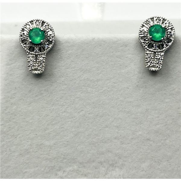 STERLING SILVER NATURAL GREEN ONYX EARRING, RETAIL $350.00