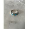 Image 1 : STERLING SILVER W/ TURQUOISE SONE INLAID HAND CRAFTED, MARKED STERLING SST LARGE SIZE 11