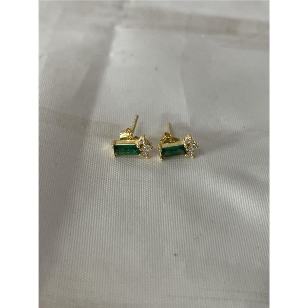 PAIR OF GOLD GUILDED ON STERLING SILVER STUD EARRINGS, MARKED 925
