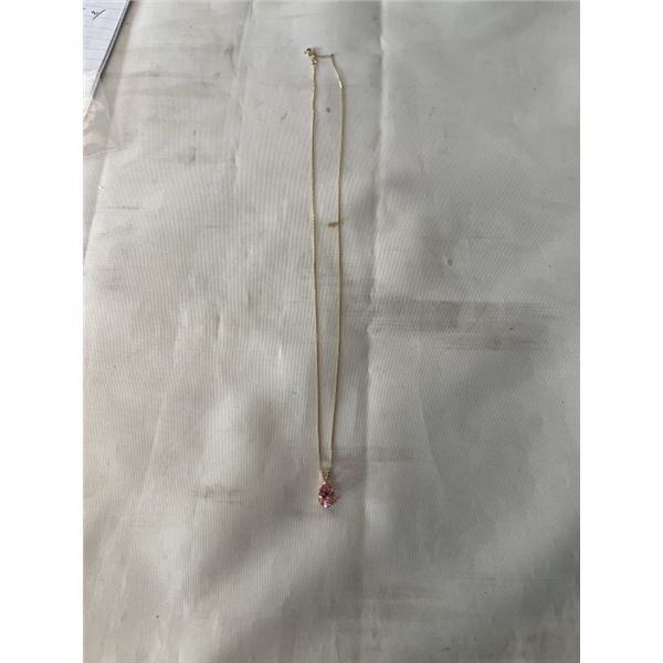 GOLD GUILDED OVER STERLING SILVER CHAIN W/ CZ STONE PENDANT NECKLACE MARKED 925