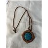 Image 1 : VINTAGE NATIVE AMERICAN COPPER W/ TURQUOISE PENDANT AND CHAIN NECKLACE