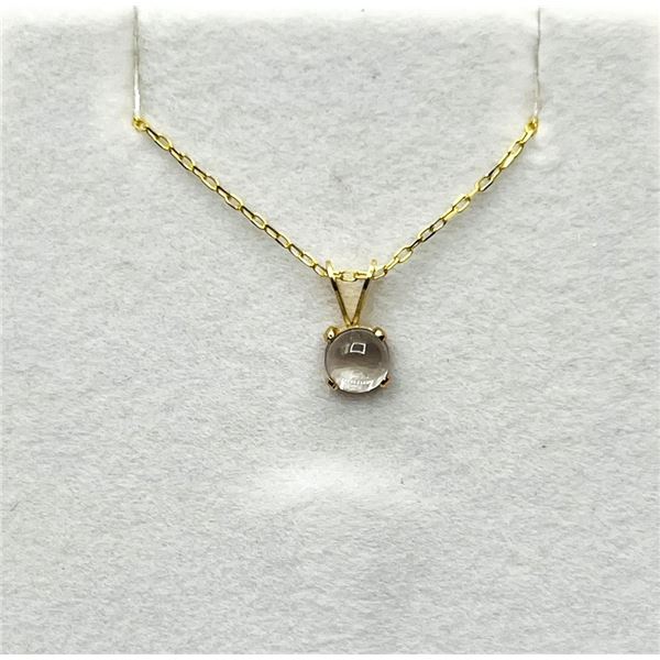 14KT YELLOW GOLD NATURAL MOONSTONE PENDANT WITH GOLD PLATED STERLING SILVER CHAIN, RETAIL $350.00.