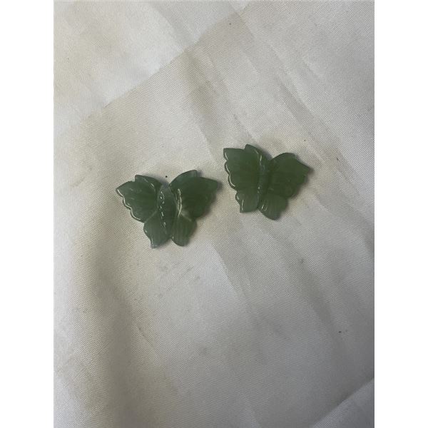 2 ADVENTURINE BUTTERFLY PENDANTS W/ DRILLED HOLES
