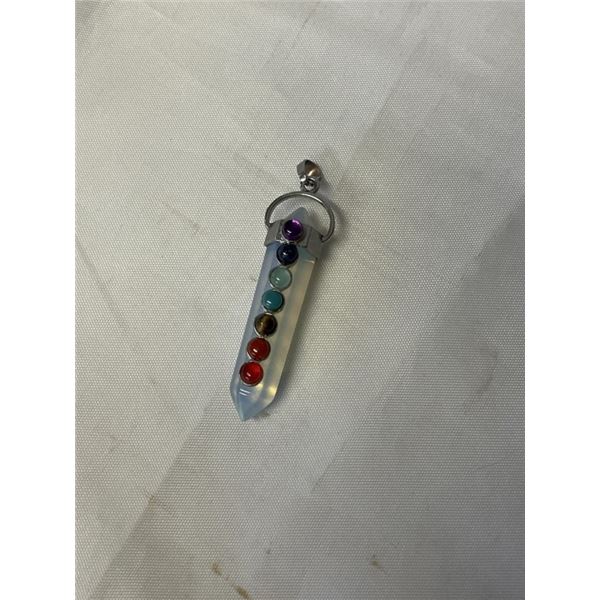 MOONSTONE PENDANT W/ RAINBOW CHAKRA STONES, $120 VALUE