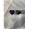 Image 1 : AMETHYST HEART AND TIGERS EYE HEART, $20 EACH