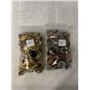 Image 1 : 1 BAG OF SINGLE EARRINGS AND 1 BAG OF RHINESTONE BROKEN JEWELRY AND PARTS