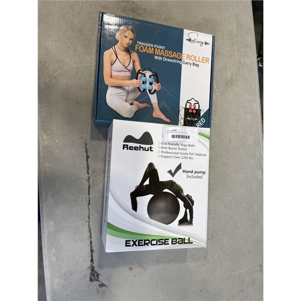 FOAMMASSAGE ROLLER AND NEW EXCERCISE BALL WITH PUMP