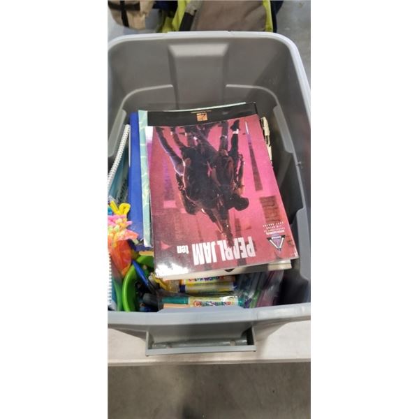 TOTE OF MUSIC BOOKS AND SCHOOL SUPPLIES