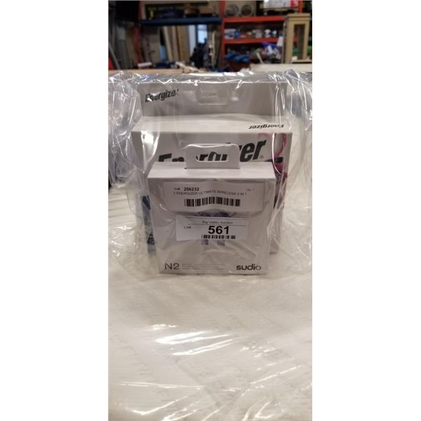 2 ENERGIZER ULTIMATE WIRELESS 3 IN 1 CHARGER STANDS AND SUDIO N2 WIRELESS BLUETOOTH EARBUDS