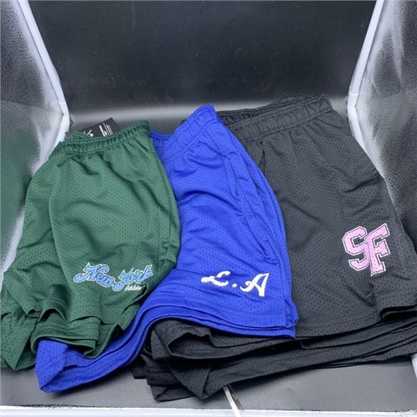 SIX NEW WOMEN'S ATHLETIC SHORTS 5 SIZE L AND 1 M RETAIL $180