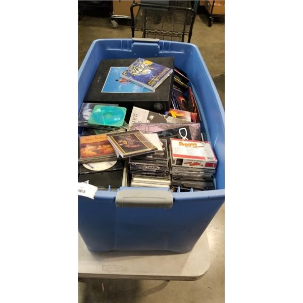 LARGE TOTE OF CDS AND SOME MEMORBILLIA