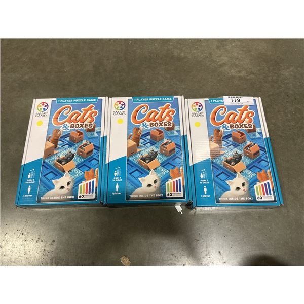 3 NEW CATS AND BOXES PUZZLE GAMES, 60 CHALLENGES