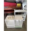 Image 1 : PAIR OF SIDE TABLES AND PLASTIC SHELF STORAGE