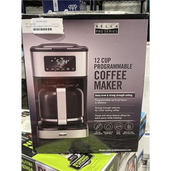 BELLAPRO PROGRAMMABLE DRIP COFFEE MAKER 12-CUP - TESTED WORKING, RETAIL $99