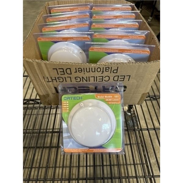 10 NEW WHITE ORTECH LED FLUSHMOUNT 900 LUMEN CEILING LIGHTS, IDEAL FOR CLOSETS, GARAGE, ATTIC, AND O