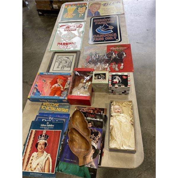 ASSORTED COLLECTIBLES INCLUDING BOXED ITEMS, MUGS, DOLLS ETC
