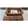 Image 1 : LARGE WICKER BASKET W/ COOK BOOKS AND 2 CARPET RUNNERS