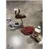 Image 1 : GARDEN KNOME, PELICAN AND DECORATIVE CENTRE DISH'S
