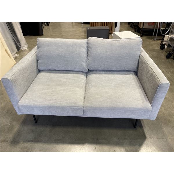 GREY FABRIC MODERN LOVESEAT, GOOD CONDITION