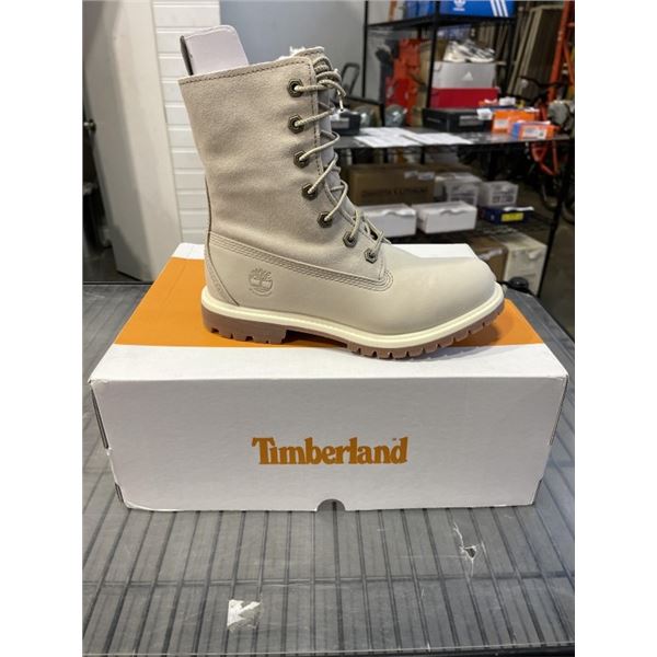 NEW TIMBERLAND AUTHENTIC WP FLEECE FOLD DOWN NATURAL NUBUCK BOOTS, SIZE WOMENS 6
