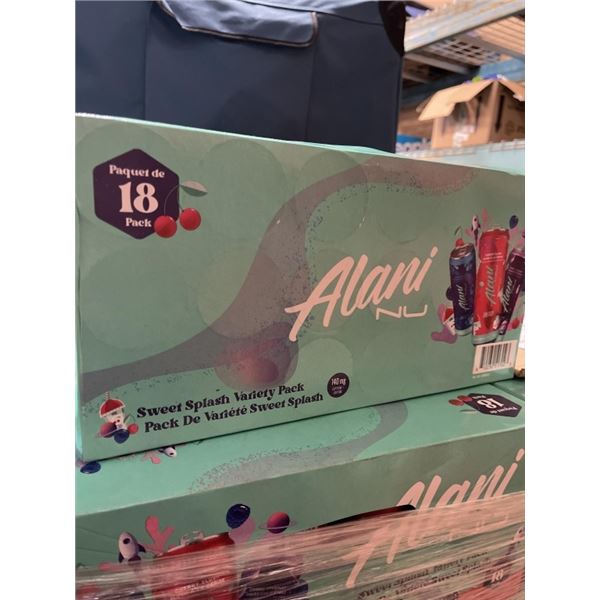 CASE OF ALANI NU ENERGY DRINKS, VARITY PACK INCLUDES CHERRY SLUSH, COSMIC STARDUST AND BREEZEBERRY F