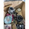 Image 3 : ASSORTED FISHING REELS AND VINTAGE SUPPLY, INCLDUING TWO FLY BOXES WITH ASSORTED FLIES