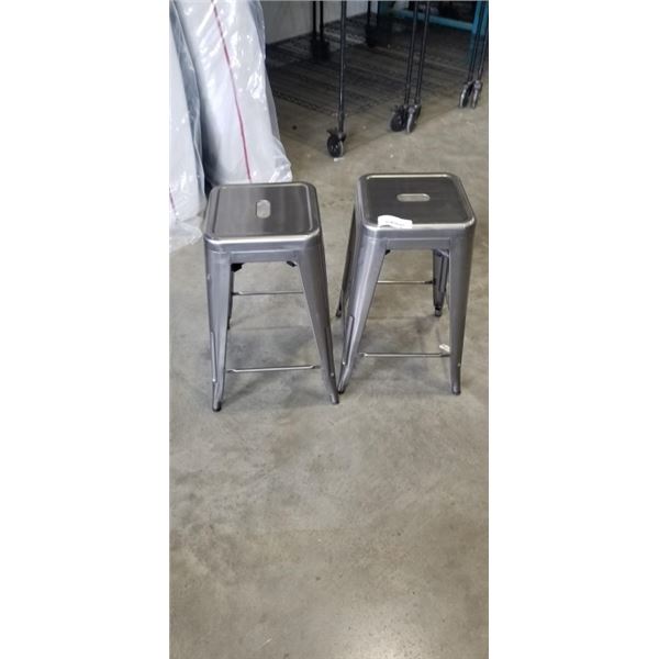 2 METAL STACKING BAR STOOLS
