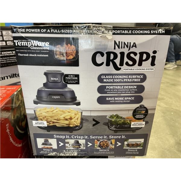 NINJA CRISPI 4IN1 PORTABLE GLASS AIR FRYER COOKING SYSTEM - TESTED WORKING, RETAIL $199