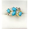 Image 1 : GOLD PLATED STERLING SILVER NATURAL TURQUOISE (1.70CT) WITH NATURAL WHITE TOPAZ (0.08CT) RING, SIZE 
