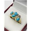Image 3 : GOLD PLATED STERLING SILVER NATURAL TURQUOISE (1.70CT) WITH NATURAL WHITE TOPAZ (0.08CT) RING, SIZE 