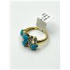 Image 4 : GOLD PLATED STERLING SILVER NATURAL TURQUOISE (1.70CT) WITH NATURAL WHITE TOPAZ (0.08CT) RING, SIZE 