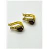 Image 2 : GOLD PLATED STERLING SILVER NATURAL GARNET (2CT) WITH CZ (0.25CT) EARRINGS, W/A $480.00. GARNET IS T