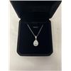 Image 1 : NEW STERLING SILVER 2.0CT PEAR CUT SIMULATED DIAMOND (CZ) HALO NECKLACE, ADJUSTABLE 16" TO 18" MOUNT