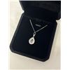 Image 3 : NEW STERLING SILVER 2.0CT PEAR CUT SIMULATED DIAMOND (CZ) HALO NECKLACE, ADJUSTABLE 16" TO 18" MOUNT