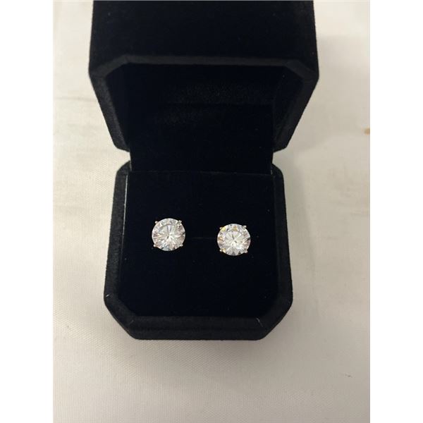 NEW 18K GOLD PLATED 3.0CT SIMULATED DIAMOND (CZ) STUD EACH EARRING