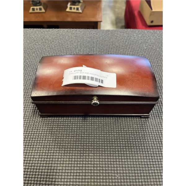 BOMBAY CO. JEWELLERY BOX AND ASSORTED ESTATE JEWELLERY, RINGS NECKLACE ETC