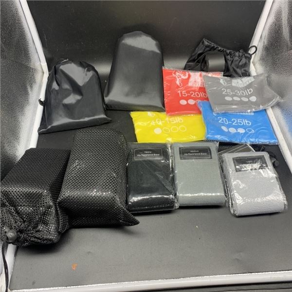 6 NEW SETS OF RESISTANCE BANDS 10LB - 30LBS AND HIP BANDS